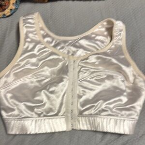 Front-Closure Satin Comfort Bra in Ivory